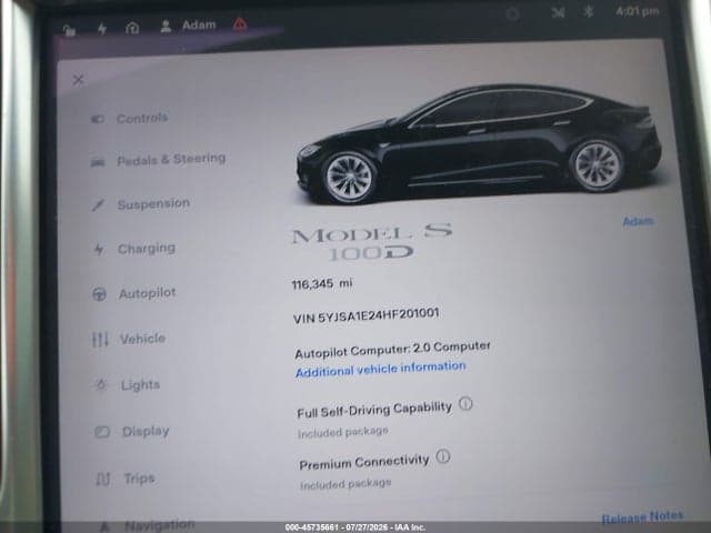 2017 TESLA MODEL S 100D/60D/75D/90D/P100D 7