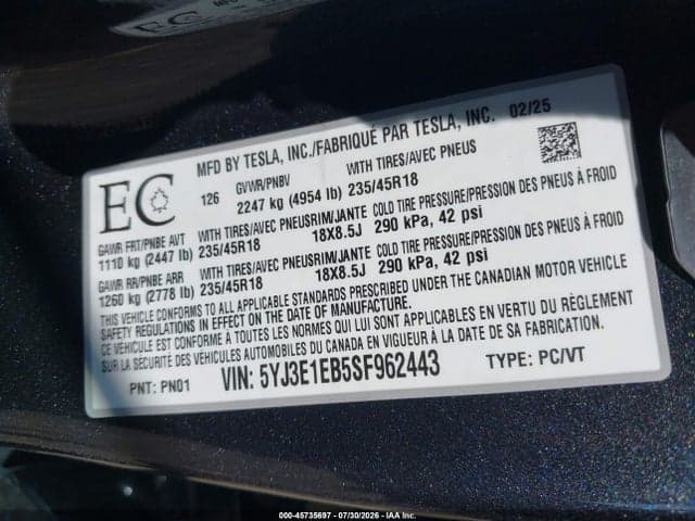 2025 TESLA MODEL 3 LONG RANGE ALL-WHEEL DRIVE 9
