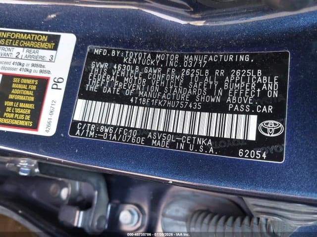 2017 TOYOTA CAMRY LE 9