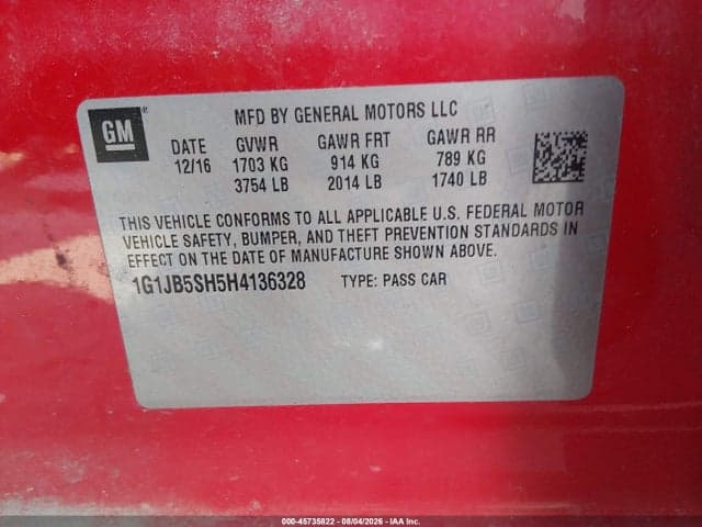2017 CHEVROLET SONIC LS AUTO 9