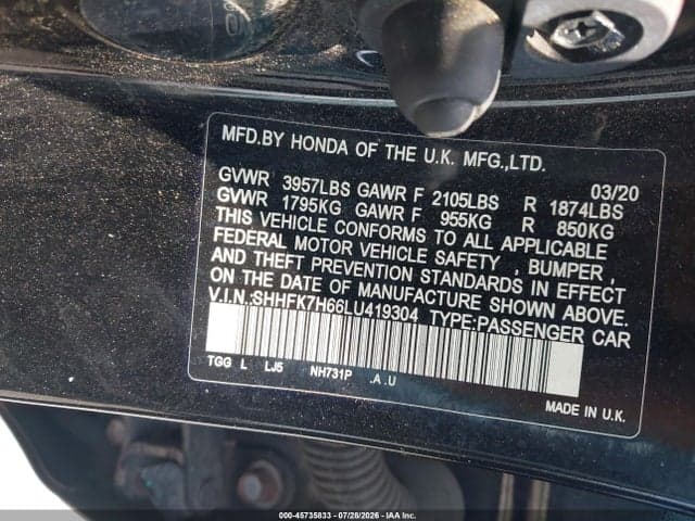 2020 HONDA CIVIC EX 9