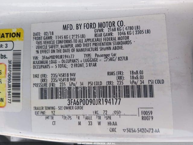2018 FORD FUSION TITANIUM 9