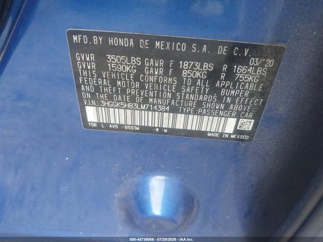 2020 HONDA FIT EX 9