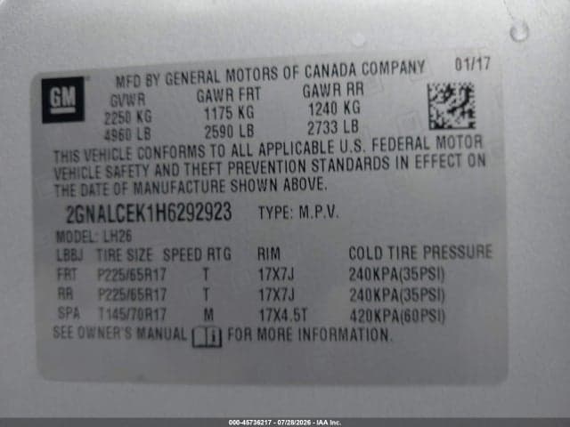 2017 CHEVROLET EQUINOX LT 9