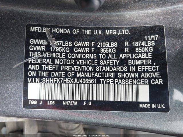 2018 HONDA CIVIC EX 9