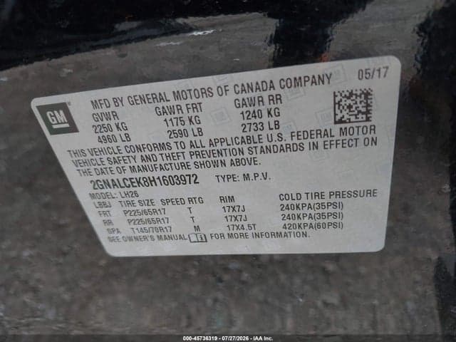 2017 CHEVROLET EQUINOX LT 9