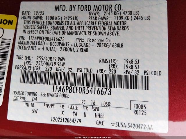 2024 FORD MUSTANG GT PREMIUM FASTBACK 9