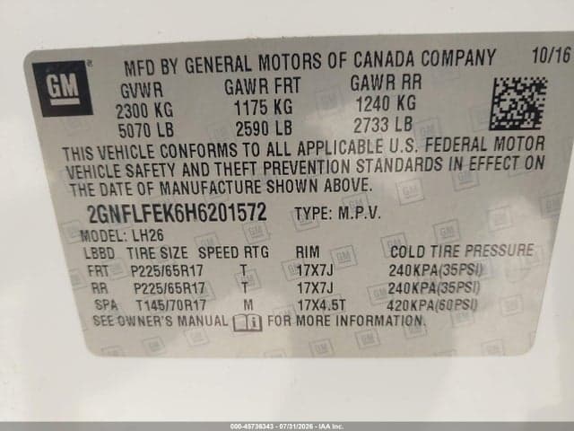 2017 CHEVROLET EQUINOX LT 9