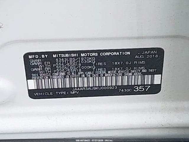 2019 MITSUBISHI OUTLANDER SPORT 2.0 SE 9