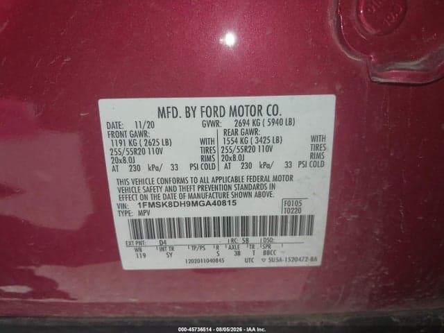 2021 FORD EXPLORER XLT 9