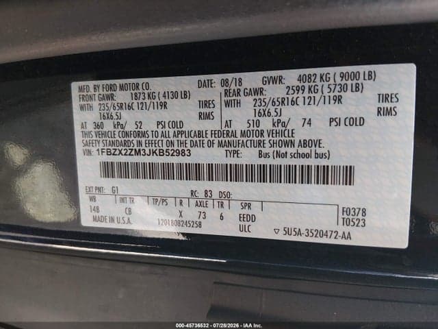2018 FORD TRANSIT-350 XL 9