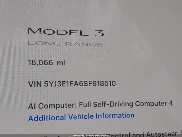 2025 TESLA MODEL 3 LONG RANGE REAR-WHEEL DRIVE/STANDARD REAR-WHEEL DRIVE 14