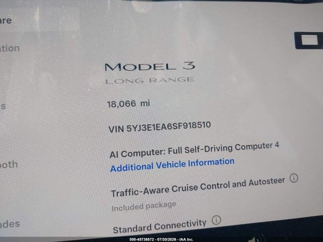 2025 TESLA MODEL 3 LONG RANGE REAR-WHEEL DRIVE/STANDARD REAR-WHEEL DRIVE 7
