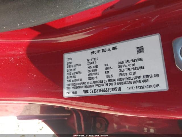 2025 TESLA MODEL 3 LONG RANGE REAR-WHEEL DRIVE/STANDARD REAR-WHEEL DRIVE 9