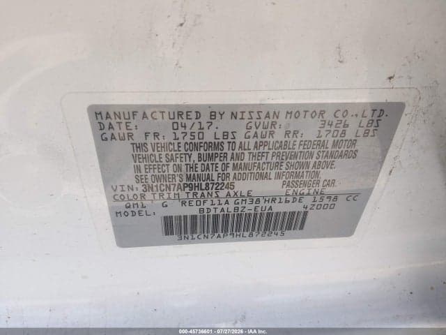 2017 NISSAN VERSA 1.6 SV 9
