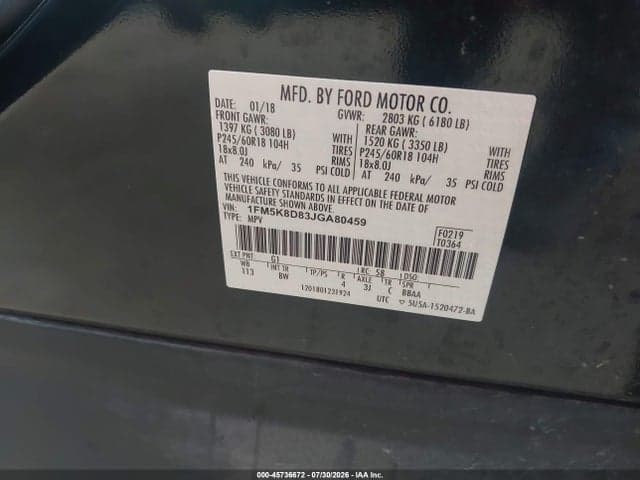 2018 FORD EXPLORER XLT 9