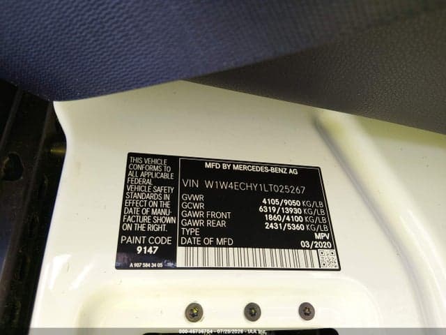 2020 MERCEDES-BENZ SPRINTER 2500 HIGH ROOF V6 9