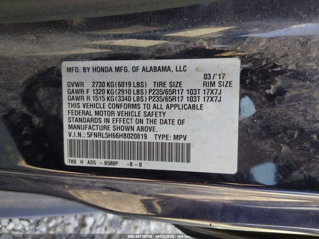 2017 HONDA ODYSSEY EX-L 9