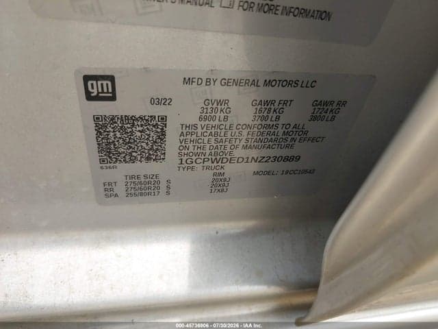2022 CHEVROLET SILVERADO 1500 LTD 2WD SHORT BED RST 9