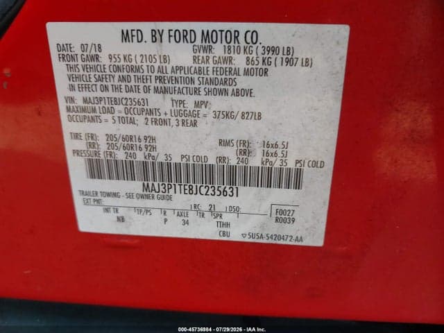 2018 FORD ECOSPORT SE 9