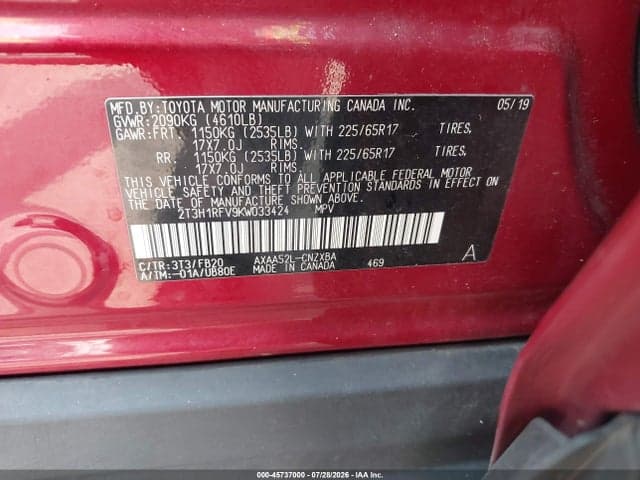 2019 TOYOTA RAV4 LE 9