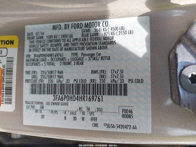 2017 FORD FUSION SE 9