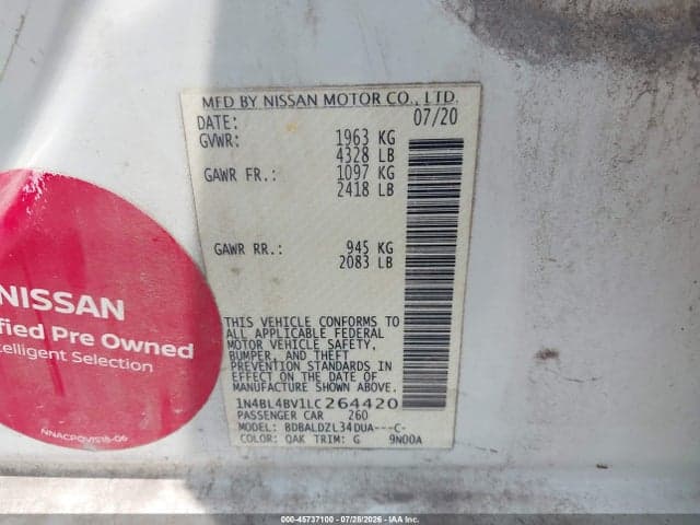 2020 NISSAN ALTIMA S FWD 9