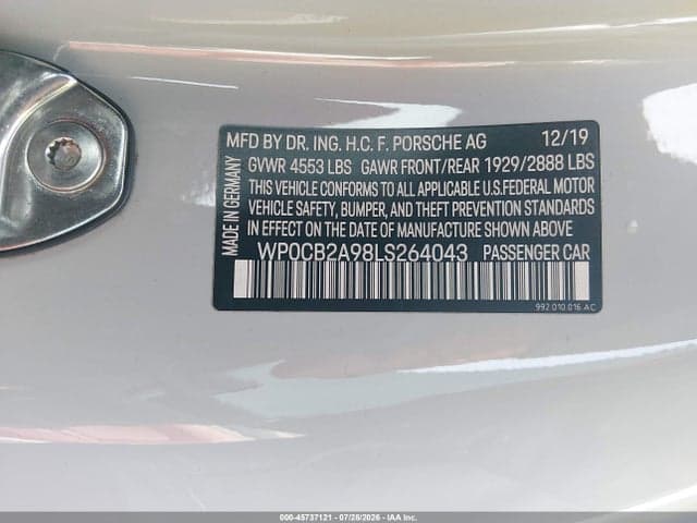 2020 PORSCHE 911 CARRERA 4S CABRIOLET/CARRERA S CABRIOLET 9