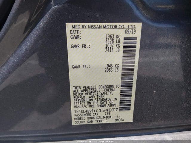 2020 NISSAN ALTIMA S FWD 9