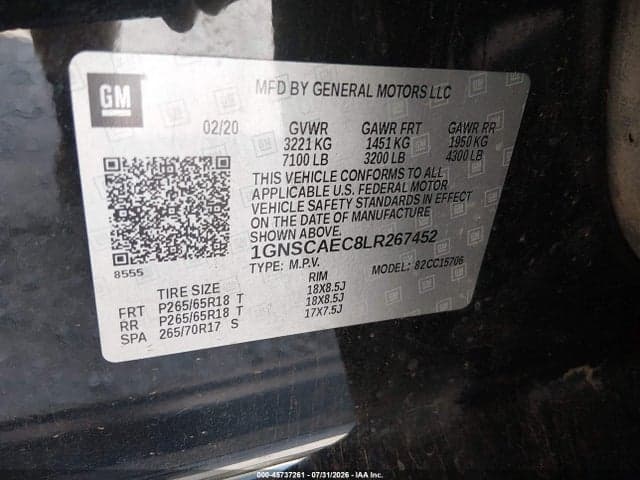 2020 CHEVROLET TAHOE 2WD LS 9