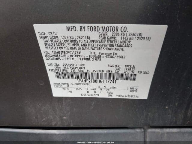 2017 FORD TAURUS LIMITED 9