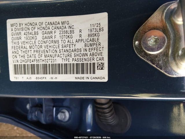 2026 HONDA CIVIC HYBRID SPORT/SPORT TOURING 9