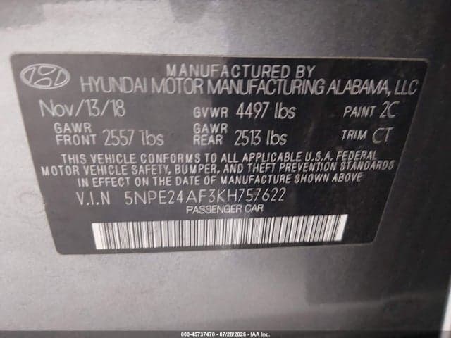 2019 HYUNDAI SONATA SE 9