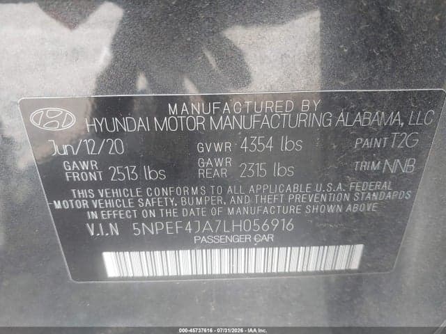 2020 HYUNDAI SONATA SEL 9