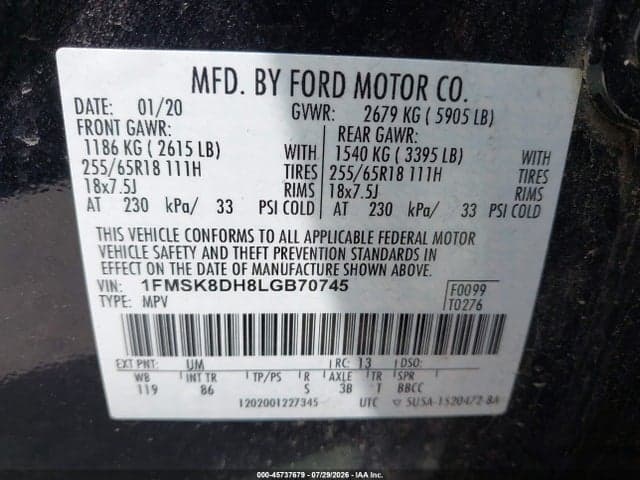 2020 FORD EXPLORER XLT 9