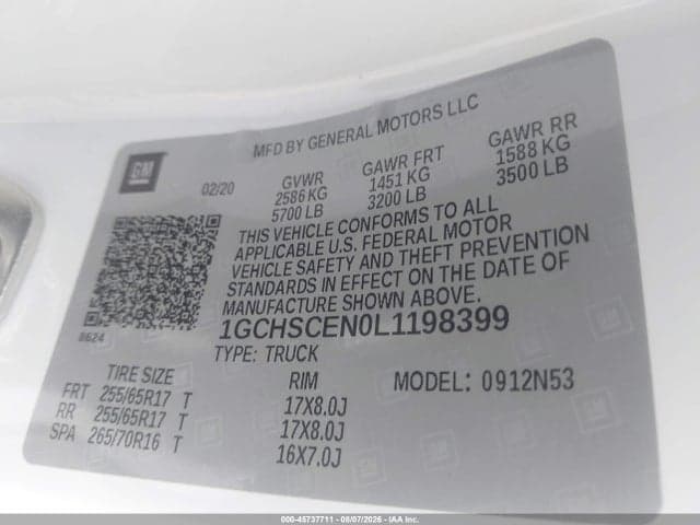 2020 CHEVROLET COLORADO 2WD LONG BOX LT 9