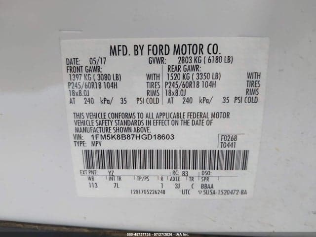 2017 FORD EXPLORER 9