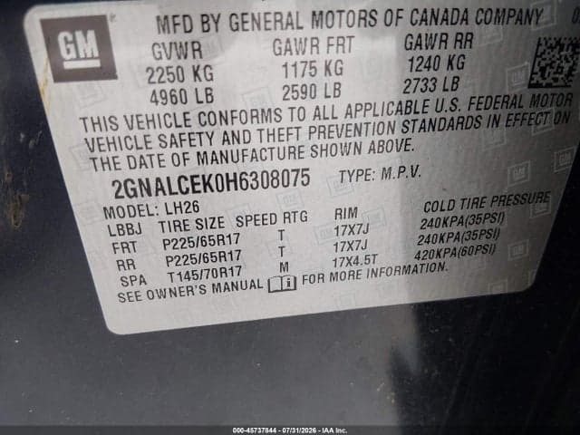 2017 CHEVROLET EQUINOX LT 9