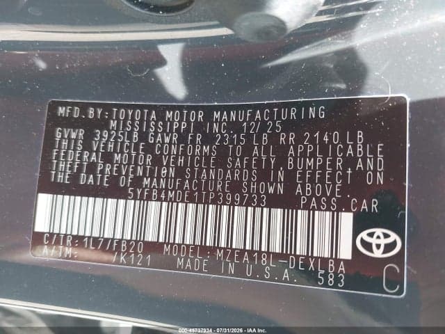 2026 TOYOTA COROLLA LE 9