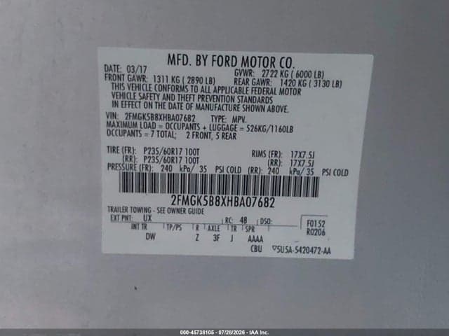 2017 FORD FLEX SE 9