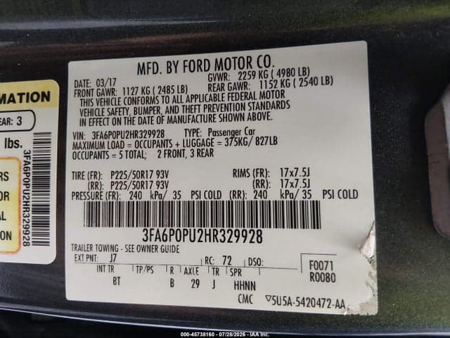 2017 FORD FUSION ENERGI SE LUXURY 9