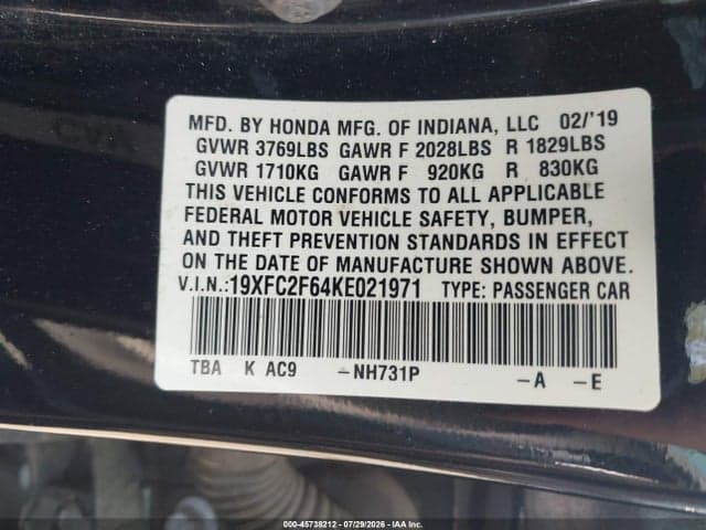 2019 HONDA CIVIC LX 9