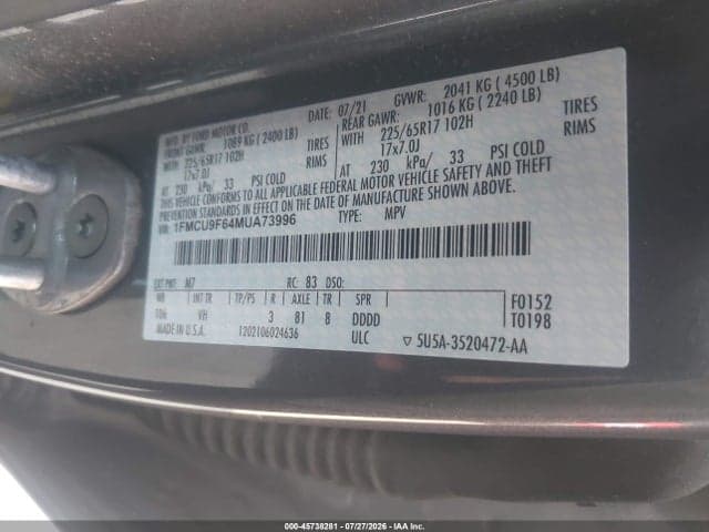 2021 FORD ESCAPE S 9