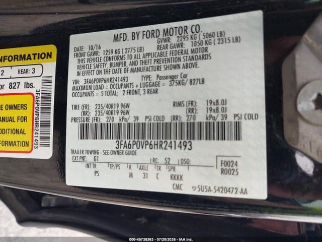 2017 FORD FUSION SPORT 9