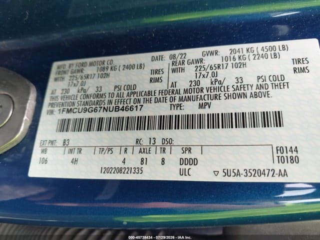 2022 FORD ESCAPE SE 9