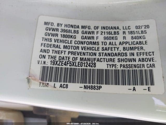 2020 HONDA INSIGHT EX 9