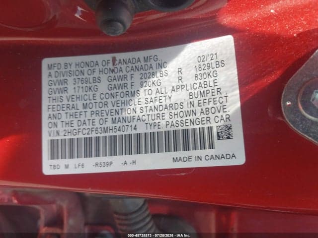 2021 HONDA CIVIC LX 9