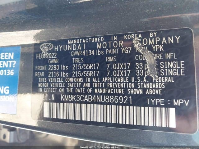 2022 HYUNDAI KONA SEL 9