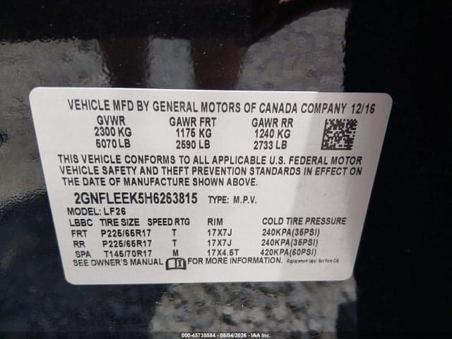 2017 CHEVROLET EQUINOX LS 9