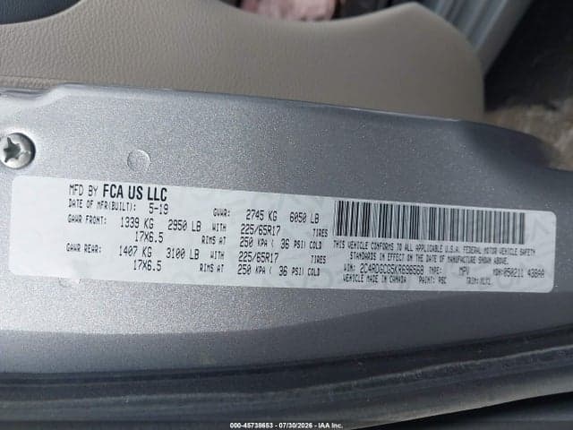 2019 DODGE GRAND CARAVAN SXT 9